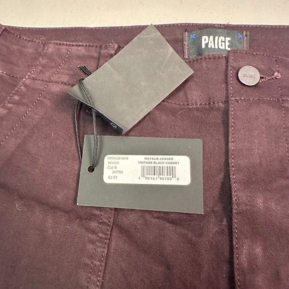 Paige Mayslie Jogger Pants Vintage Black Cherry Burgundy Size 31 NWT - Picture 7 of 10